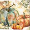Watercolor Harvest Teal and Orange Pumpkins by Tre Sorelle Studios 14" x 14" Canvas Wall Art (Set of 2)